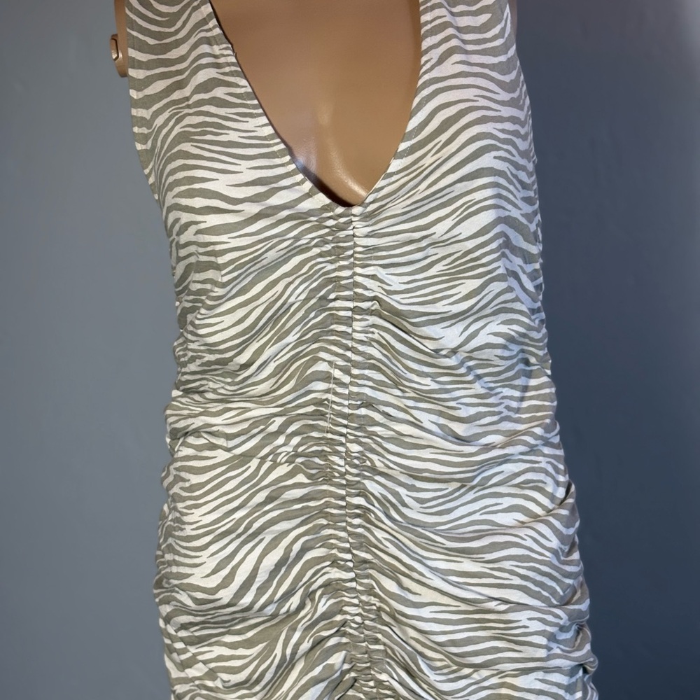 Motel Rocks Zebra Pattern Mini Ruched Dress Size Medium - Picture 2 of 7